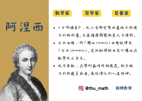 女性科學家－瑪麗亞·加埃塔納·阿涅西（Maria Gaetana Agnesi）